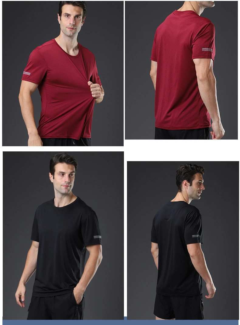 Summer Sports Quick Drying T-Shirt Men&prime; S Outdoor Running Leisure Short Sleeve Cross-Border Loose Fitness Clothes Short Sleeve Wholesale