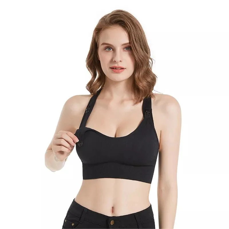 Seamless Upper Open Buckle Beauty Back Pregnant Women Nursing Maternity Sports Bra