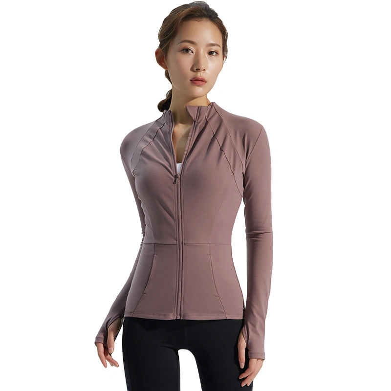 Spring New Yoga Clothes Women&prime; S Jacket Stand-up Collar Zipper Sports Slimming Quick-Drying Slim Fit Fitness Clothes Long Sleeves