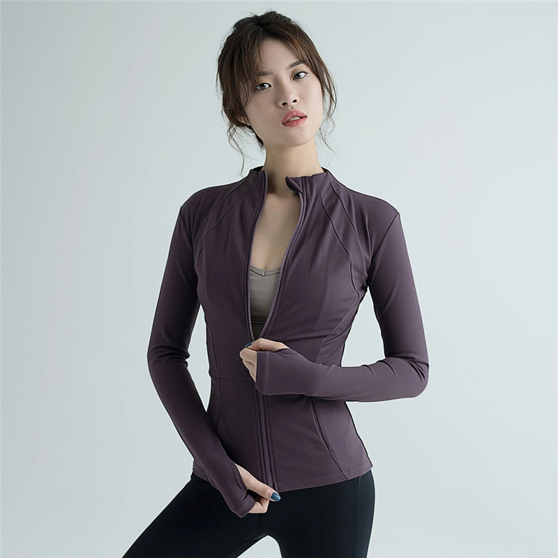 Spring New Yoga Clothes Women&prime; S Jacket Stand-up Collar Zipper Sports Slimming Quick-Drying Slim Fit Fitness Clothes Long Sleeves